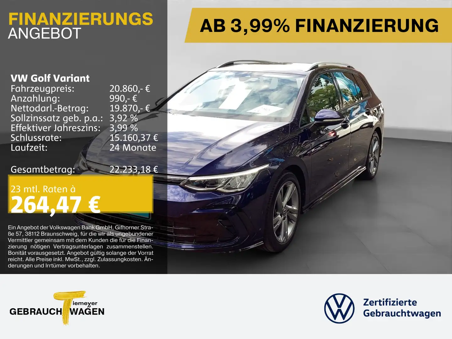 Volkswagen Golf Variant 1.5 eTSI DSG R-LINE ASSIST LM17 beh Blau - 1