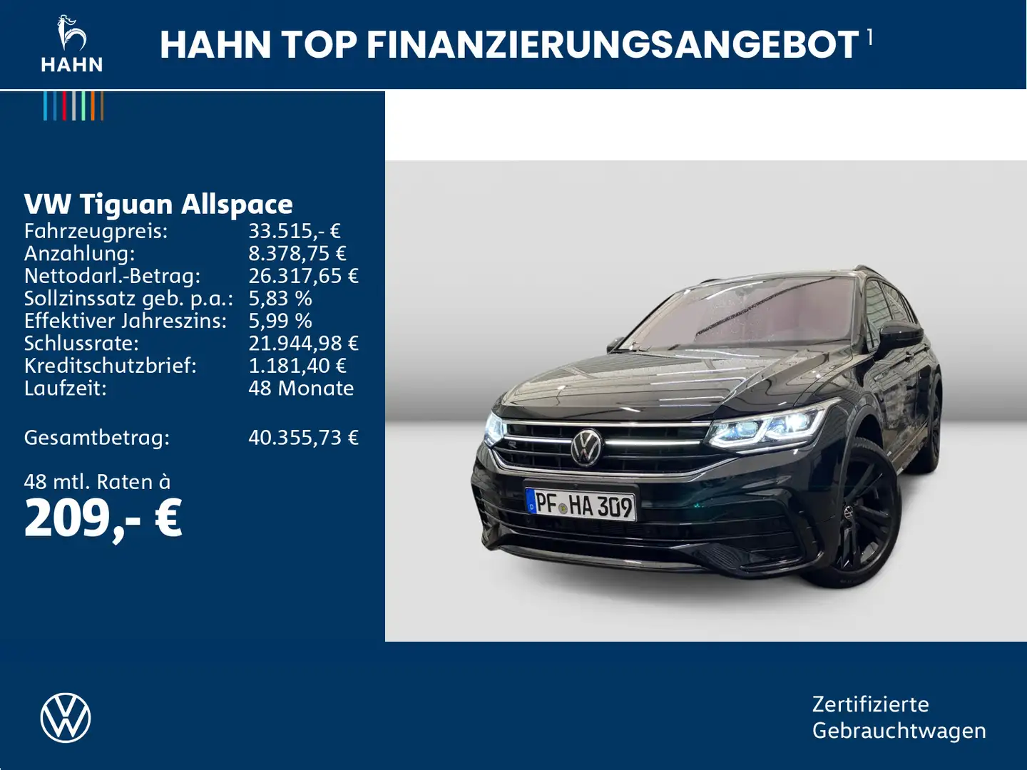 Volkswagen Tiguan Allspace 2.0 TSI DSG R-Line 4Motion AHK Schwarz - 2