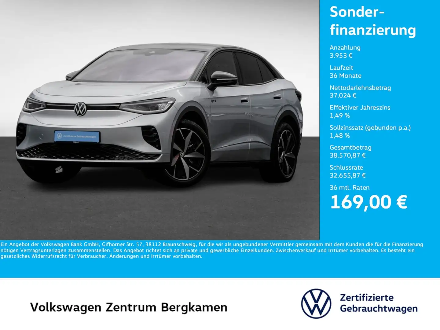 Volkswagen ID.5 GTX 4X4 WÄRMEPUMPE HEAD-UP MATRIX-LED ALU20 Silber - 1