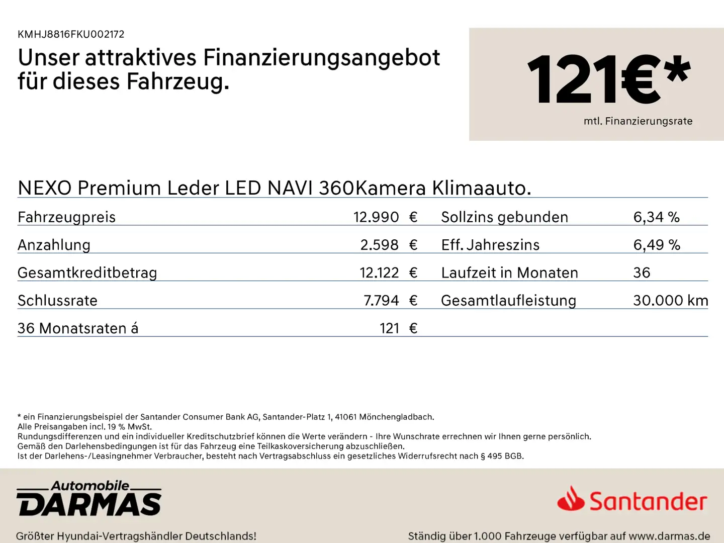 Hyundai NEXO NEXO Premium Leder LED NAVI 360Kamera Klimaauto Weiß - 2
