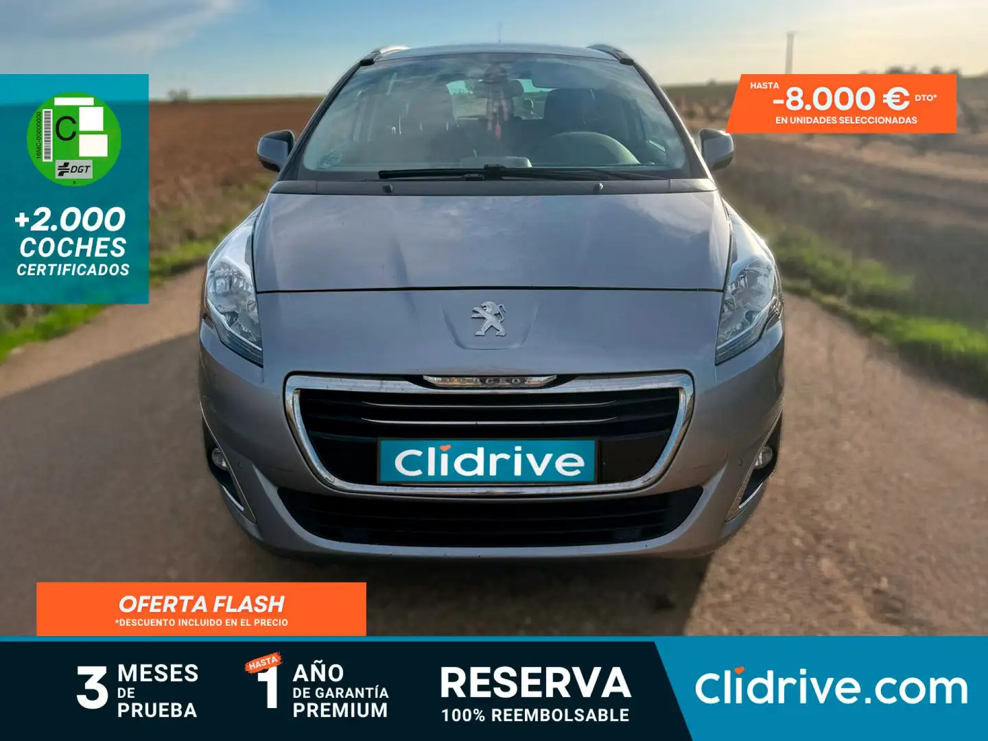 Peugeot 5008 1.6 BlueHDi Style 7 pl. EAT6 120 Gris - 1