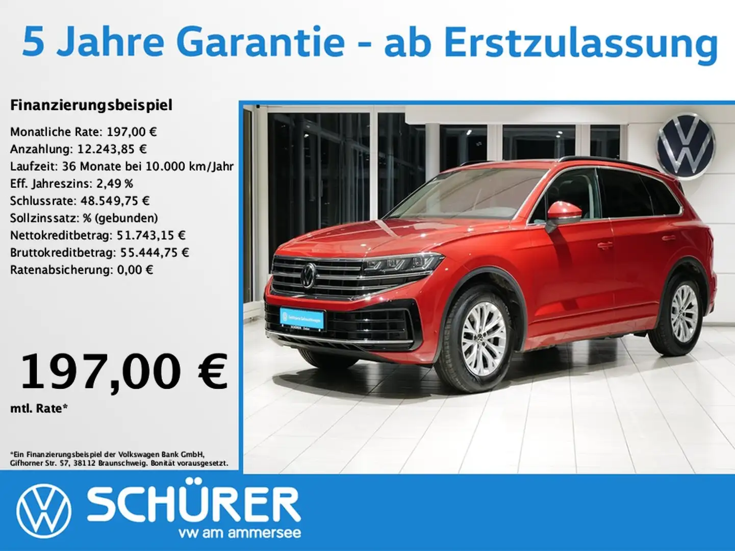 Volkswagen Touareg 3.0TDI Elegance Pano Luft Massage AHK Rot - 1