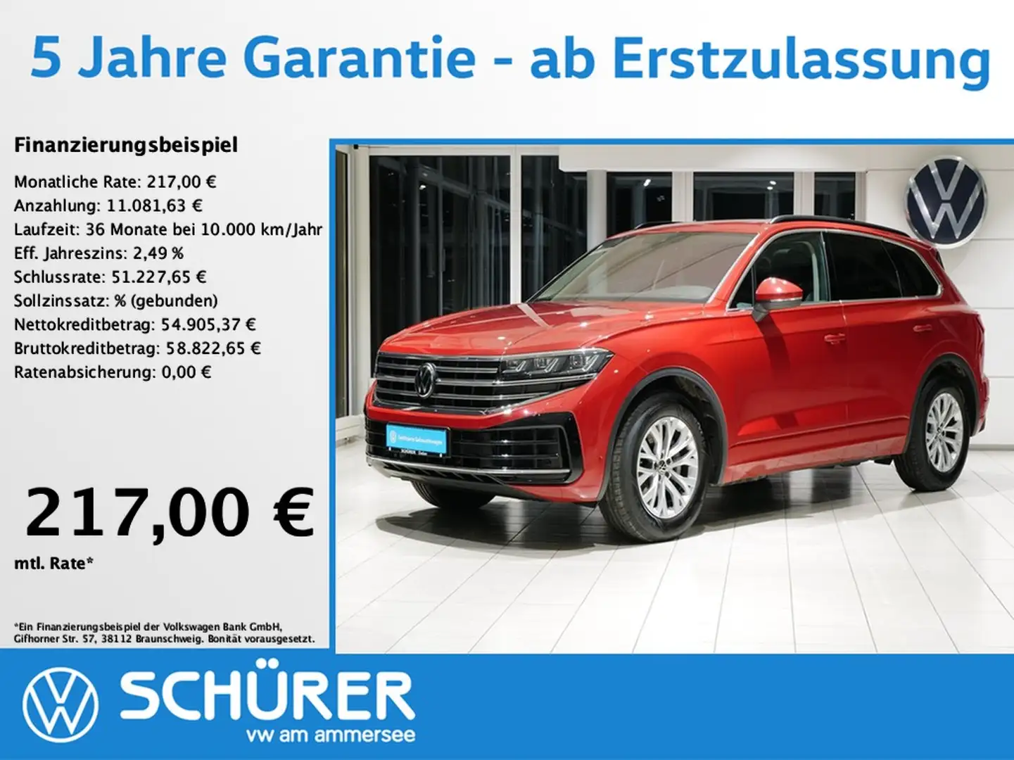 Volkswagen Touareg 3.0TDI Elegance Pano Luft Massage AHK Rot - 1