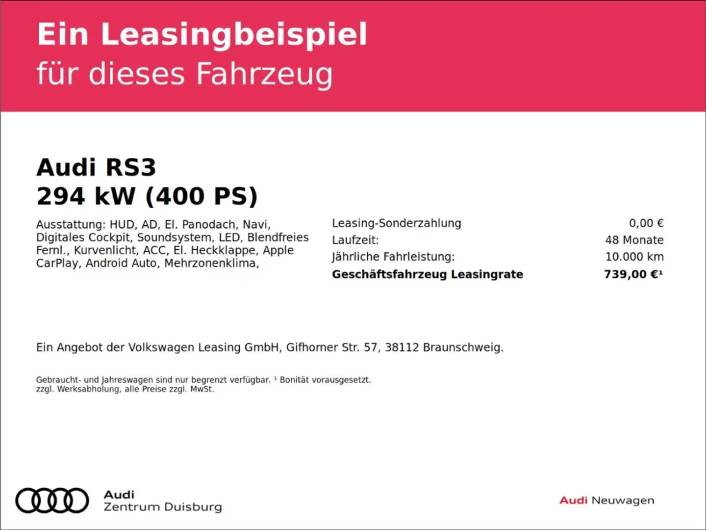 Audi RS3 Limousine Individuallackierung Porsche HUD AD El. Blauw - 2
