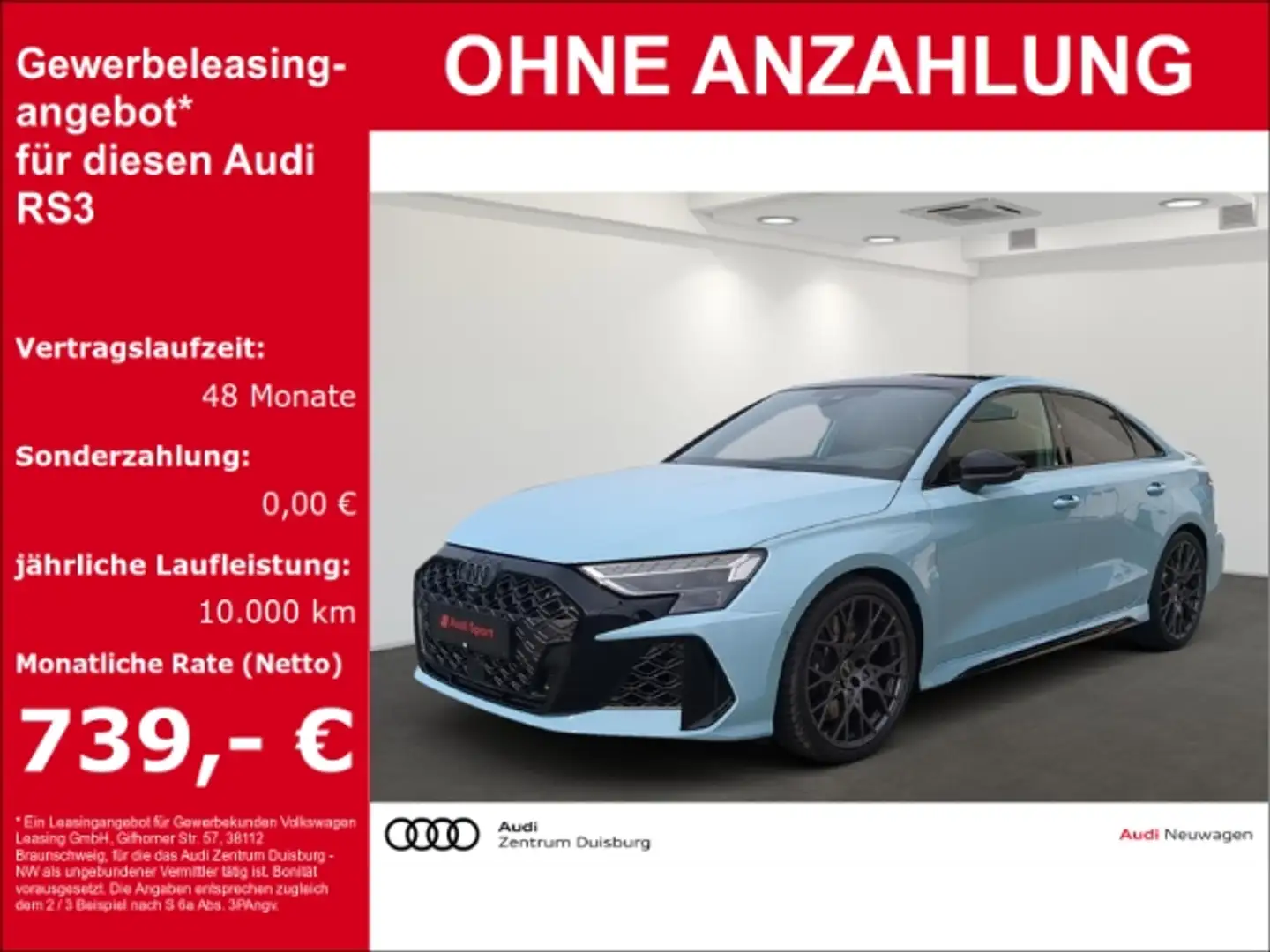Audi RS3 Limousine Individuallackierung Porsche HUD AD El. Blauw - 1