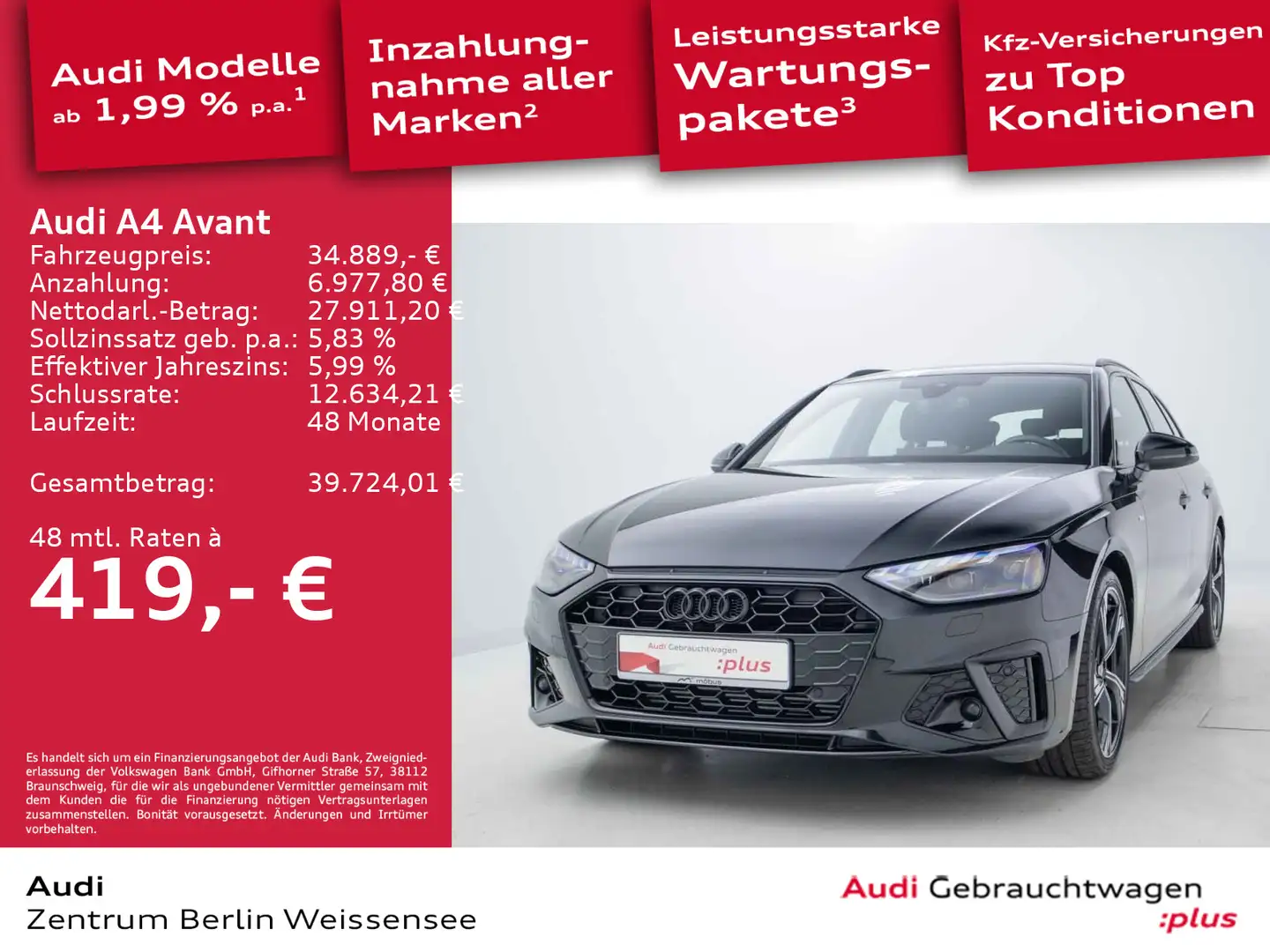Audi A4 40 TFSI S-TRO*S-LINE EDITION*MATRIX*NAV Schwarz - 1