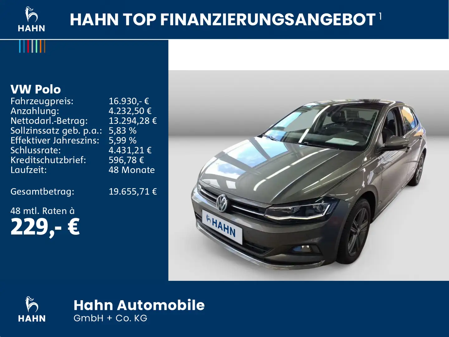 Volkswagen Polo 1.0TSI Highline AHK Pano LED SHZ Climatroni Grau - 2