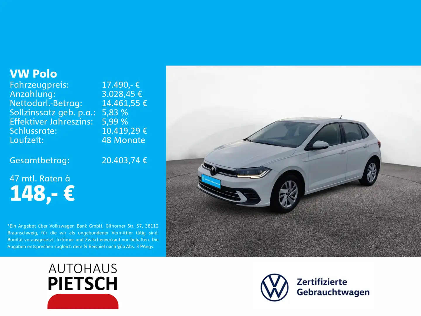 Volkswagen Polo 1.0 TSI Style Weiß - 1