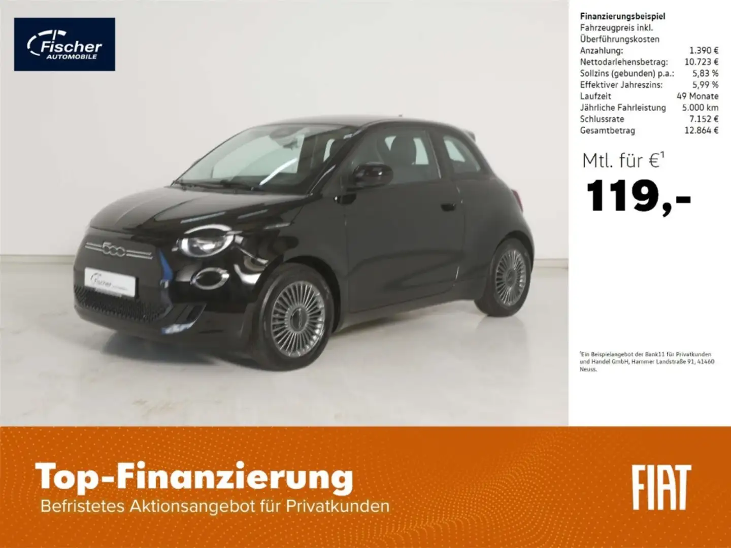 Fiat 500e Elektro Action 23,8 Kwh Černá - 1