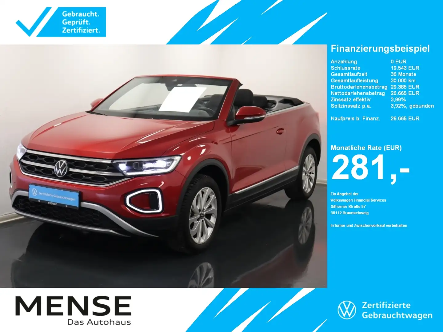 Volkswagen T-Roc Cabriolet 1.0 TSI Style |ACC|FLA|VirtualCP Rot - 1