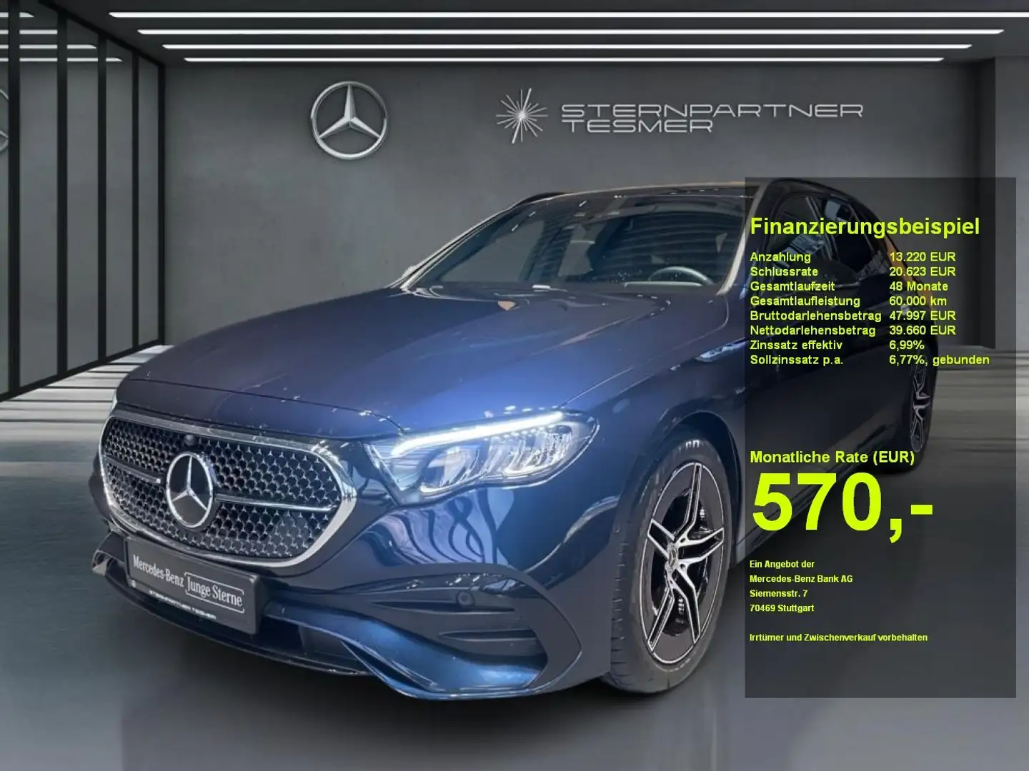 Mercedes-Benz E 220 d T AMG+NIGHT+AHK+AMBINETE+KAMERA Blau - 1