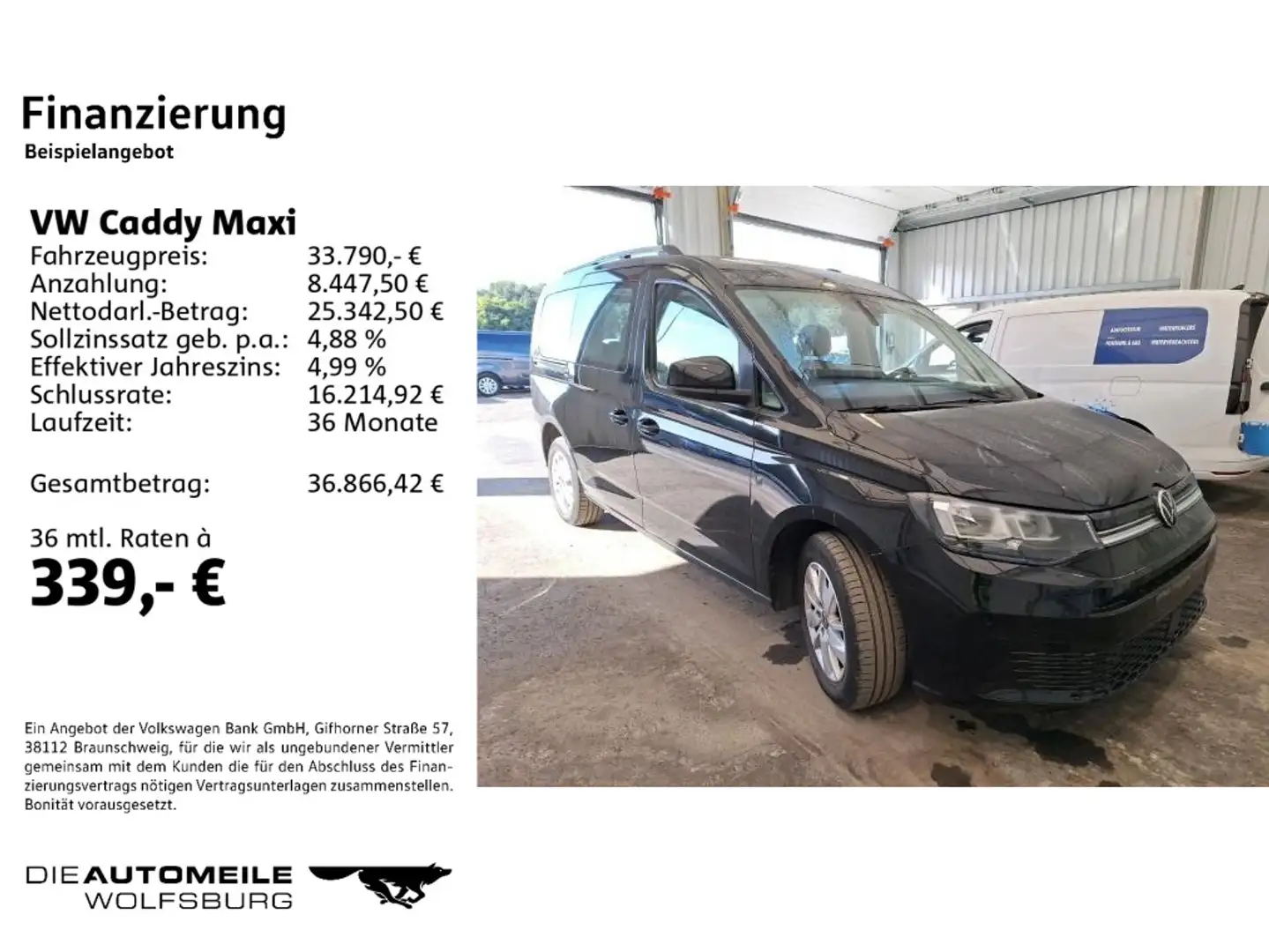 Volkswagen Caddy 1.5TSI DSG Life 7SITZE/AHK/NAVI/LED Schwarz - 2