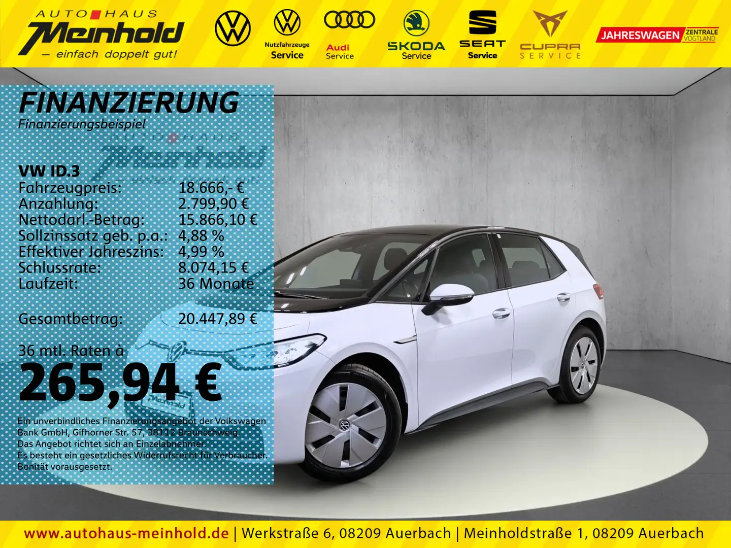 Volkswagen ID.3 Pure Performance City, Navi, ACC, DAB Weiß - 1
