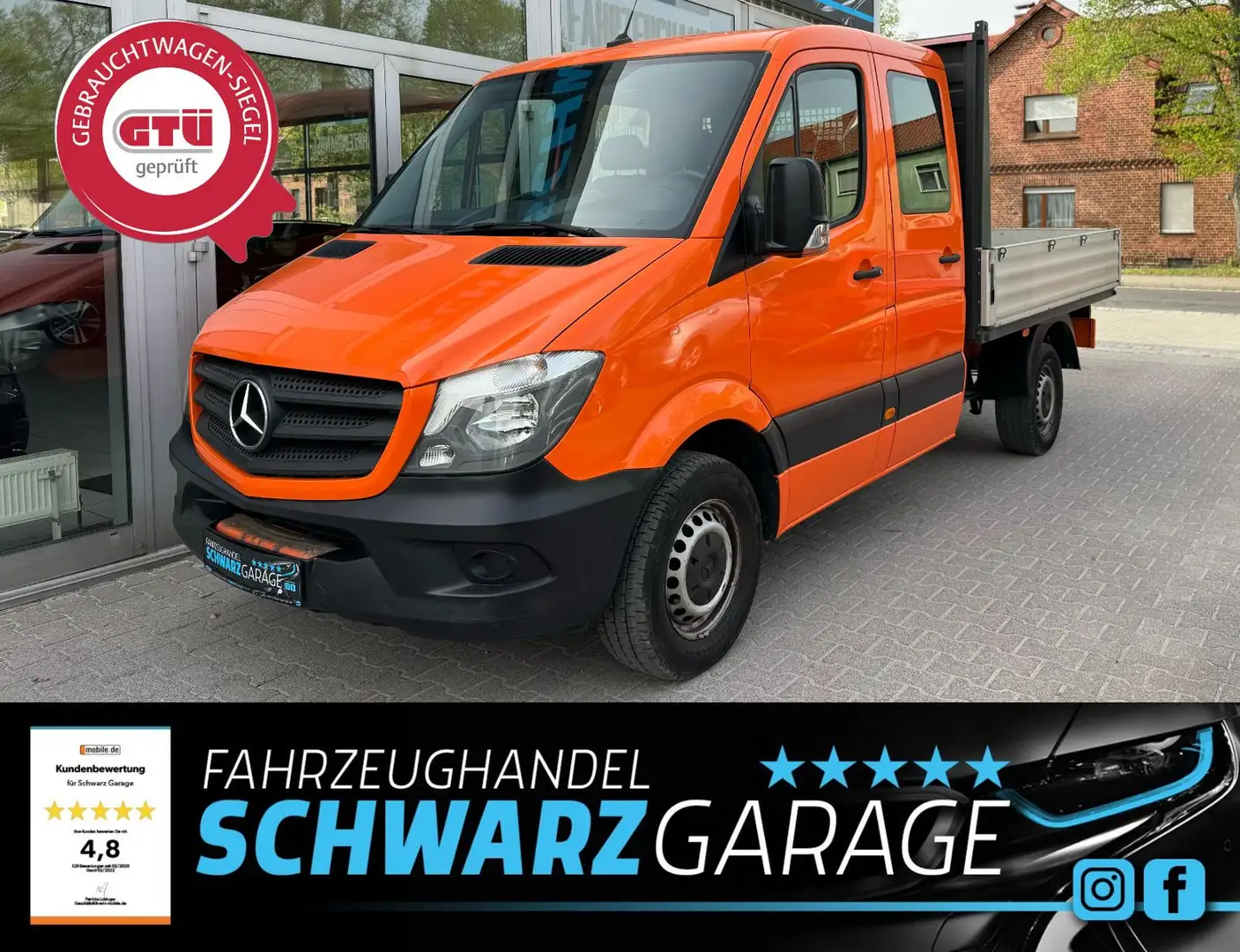 Mercedes-Benz Sprinter II Pritsche/DoKa*KLIMA*7-SITZE*AHK* Naranja - 1