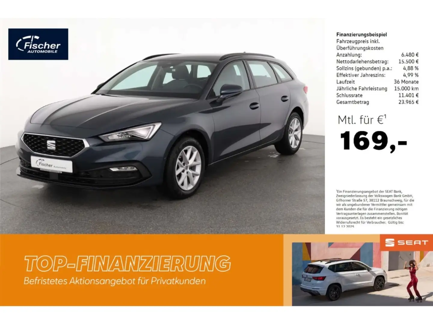 SEAT Leon Sportstourer 2.0 TDI Style DSG Virt./LED/SH Grau - 1