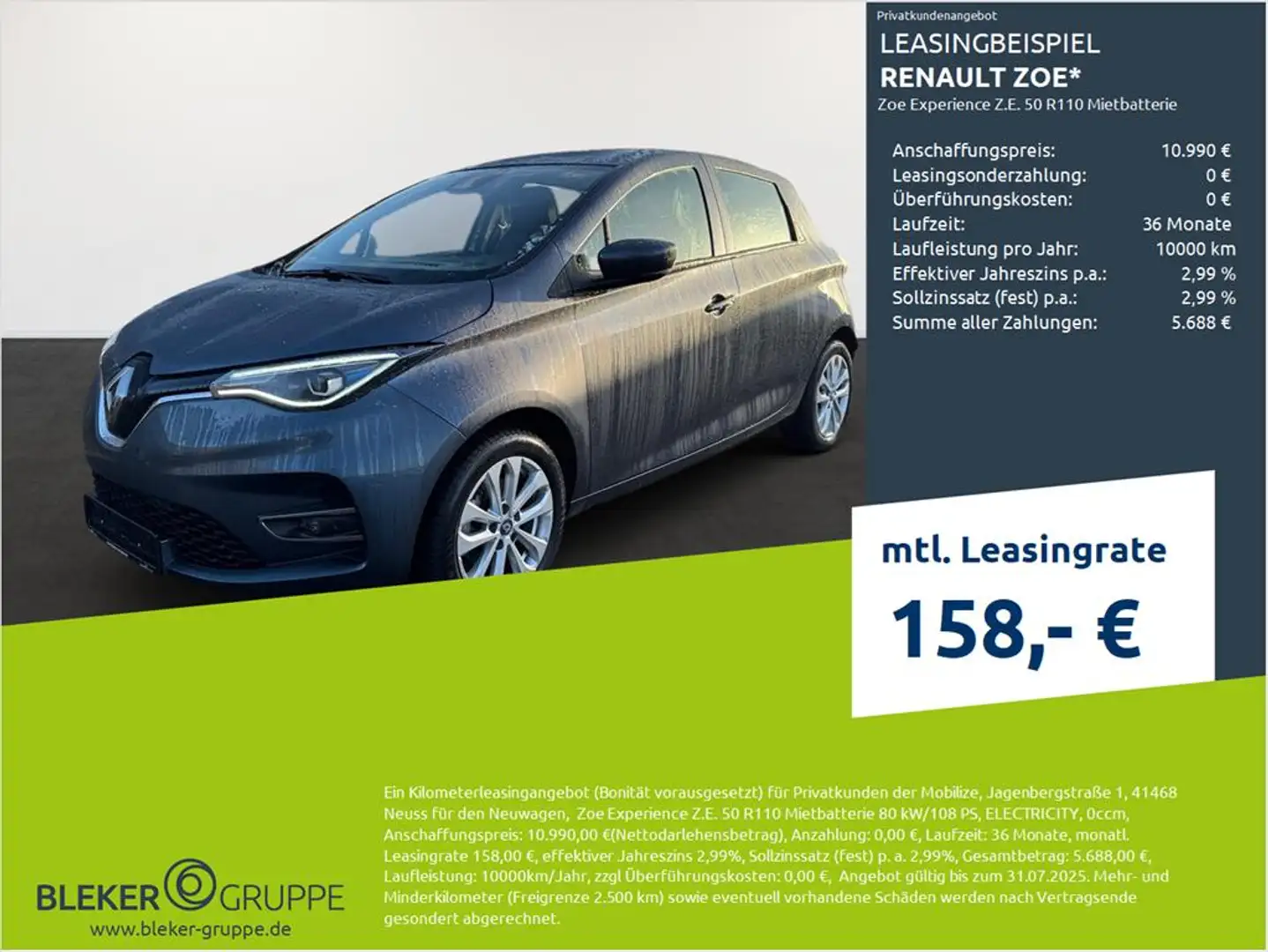 Renault ZOE Zoe Experience Z.E. 50 R110 Mietbatterie Gris - 1