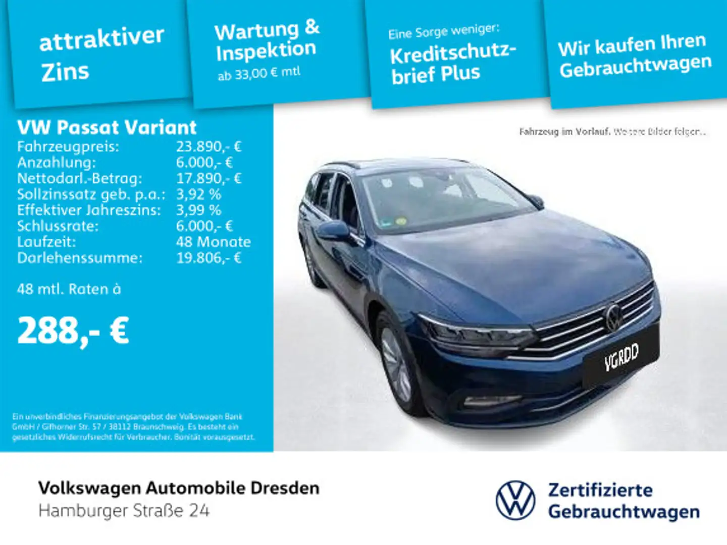 Volkswagen Passat Variant Business 2.0 TDI LED KAMERA TRAVE Blau - 1