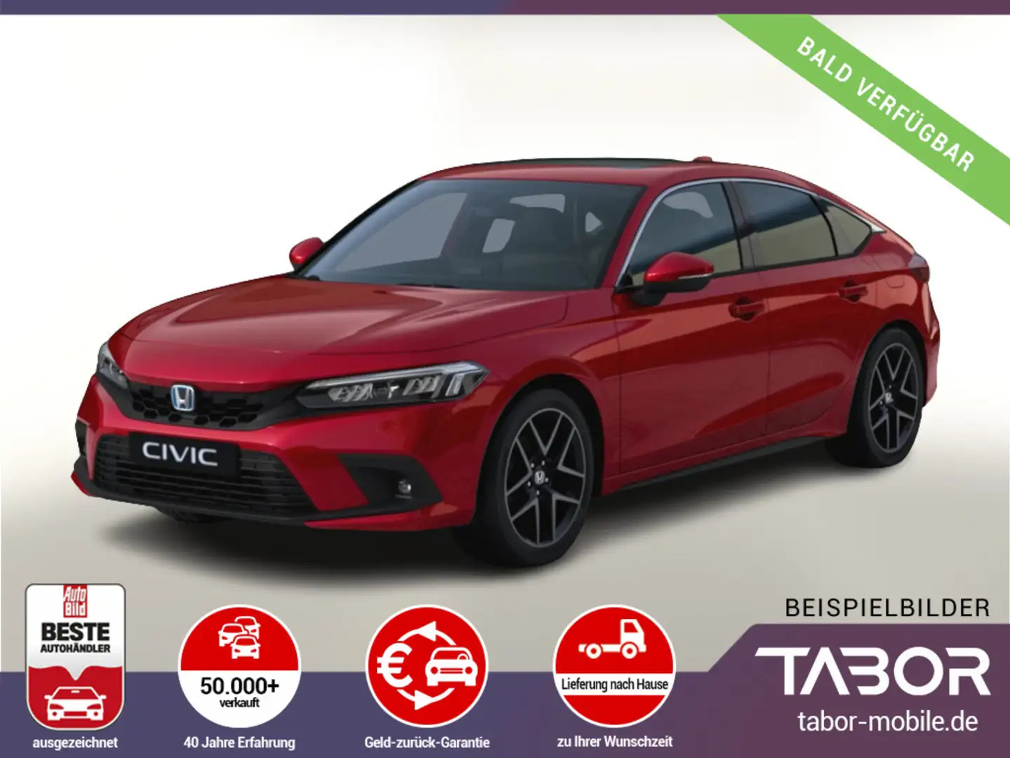 Honda Civic 184 CVT Advance Nav Leder Pano Bose SHZ Roşu - 1