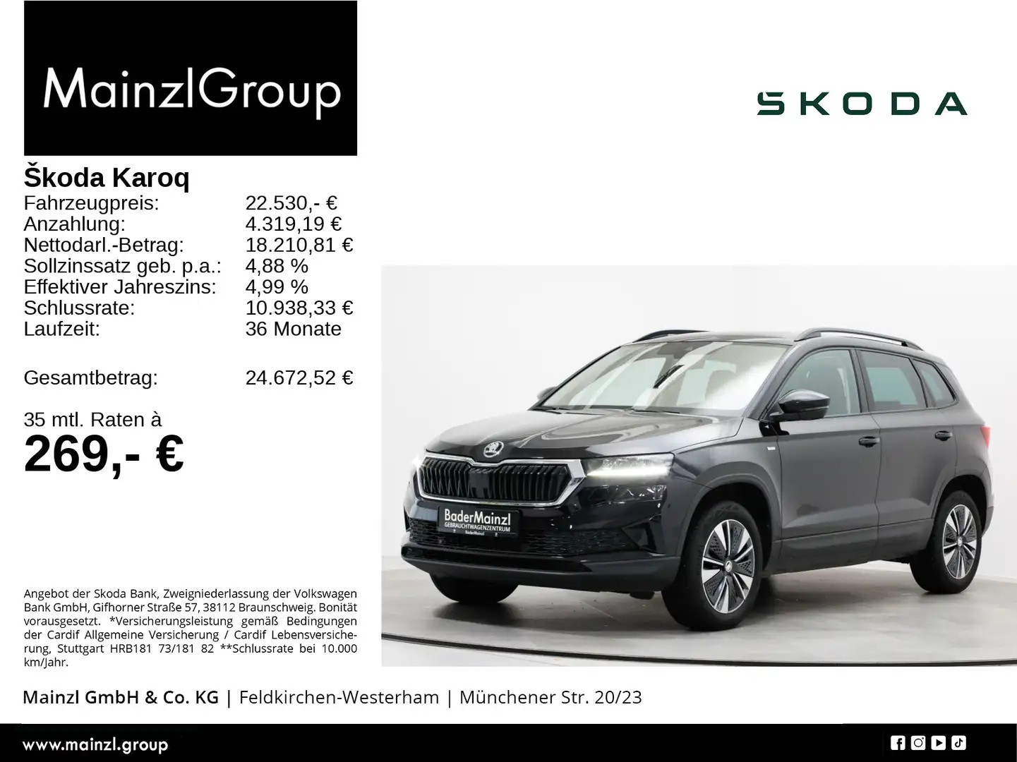 Skoda Karoq 1.5 TSI Ambition Virtual ACC CarPlay Kam. Schwarz - 1