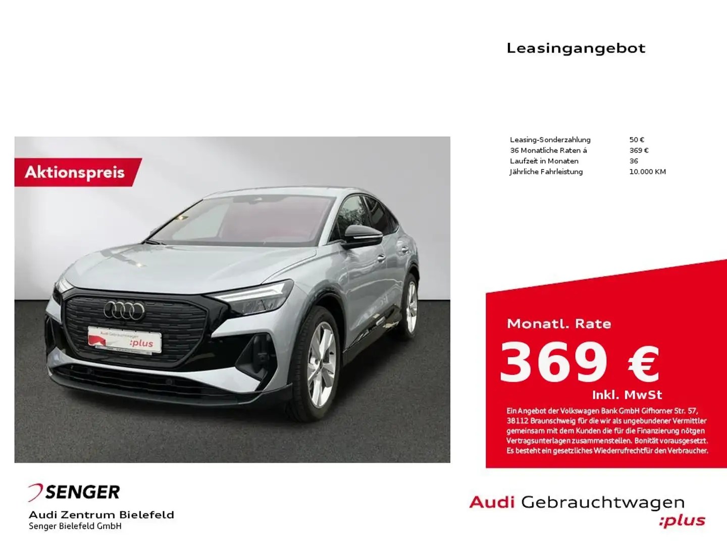 Audi Q4 e-tron Sportback 45 MMI LED AHK Smartphone-P. Silber - 1