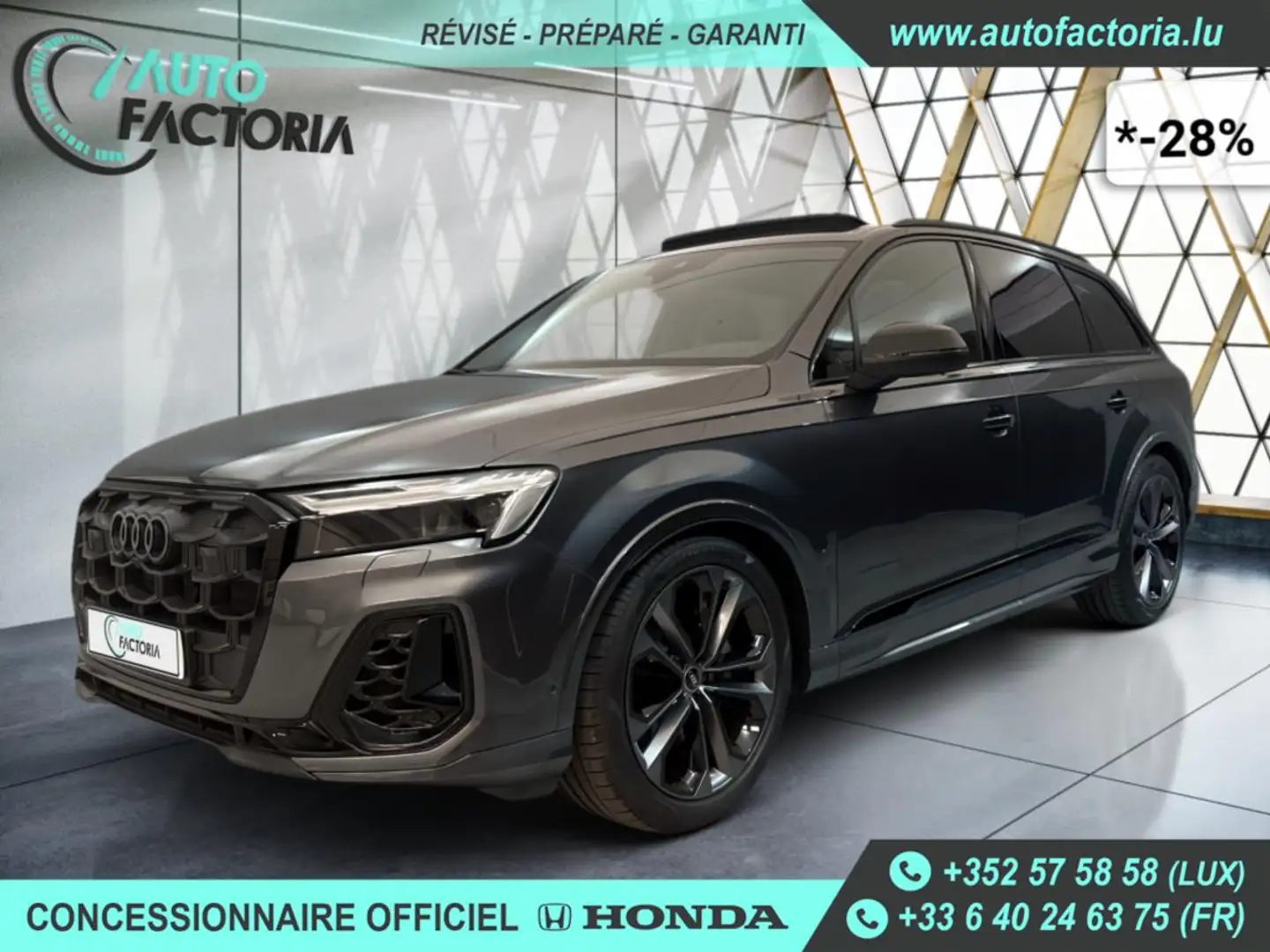 Audi Q7 -28% 50 TDI BVA 286cv 4x4 Sport 7PL+T.PANO+GPS+Opts Gris - 1