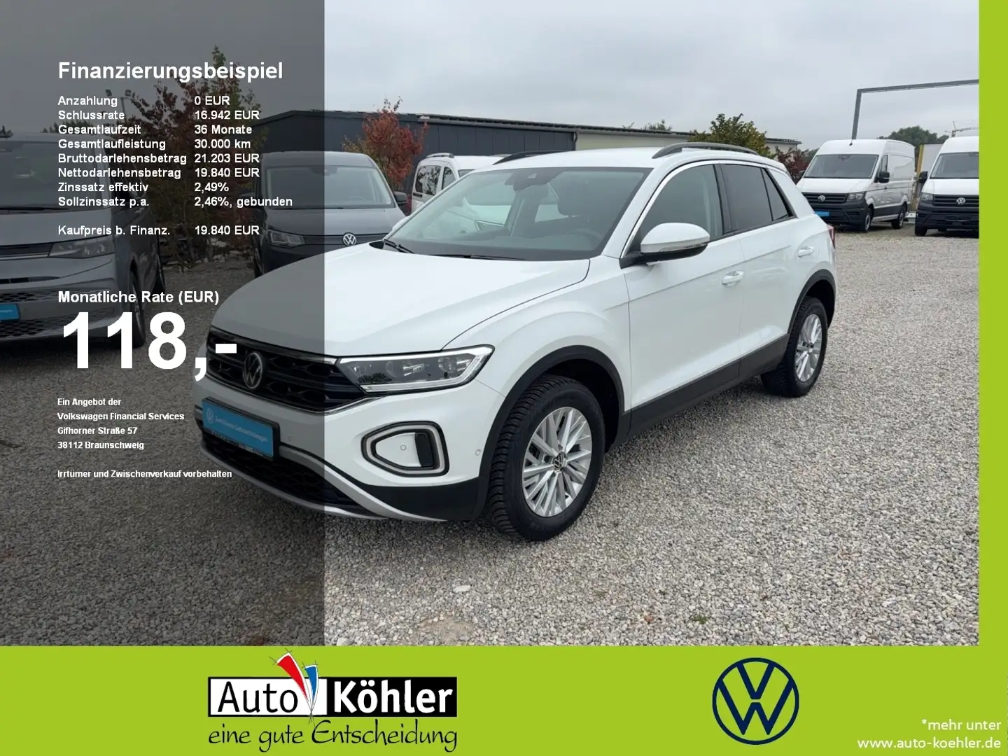 Volkswagen T-Roc Life TSi CarPlay+LED+Navi+Virt+PDC Weiß - 1
