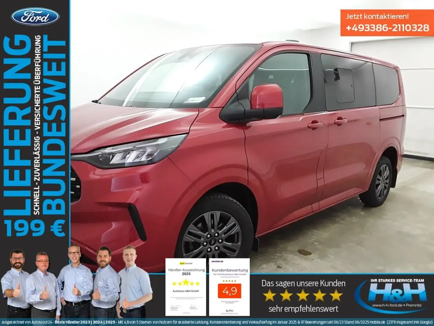 Ford Tourneo Custom 2.0 Aut L1 Titanium Totwink.+LED Красный - 1