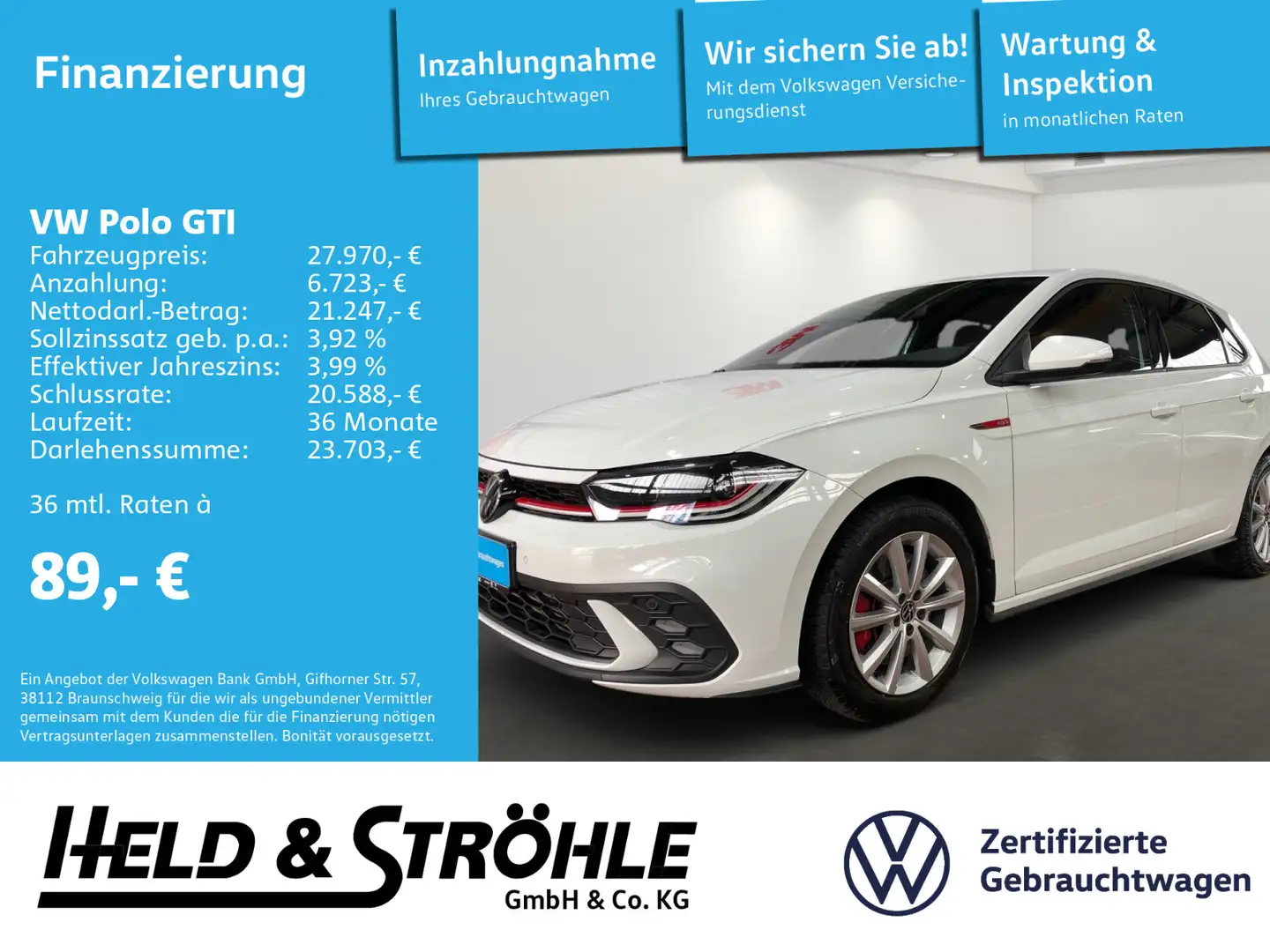 Volkswagen Polo GTI 2.0 TSI DSG IQ-LED NAV PDC SHZ DAB+ 17" Weiß - 1