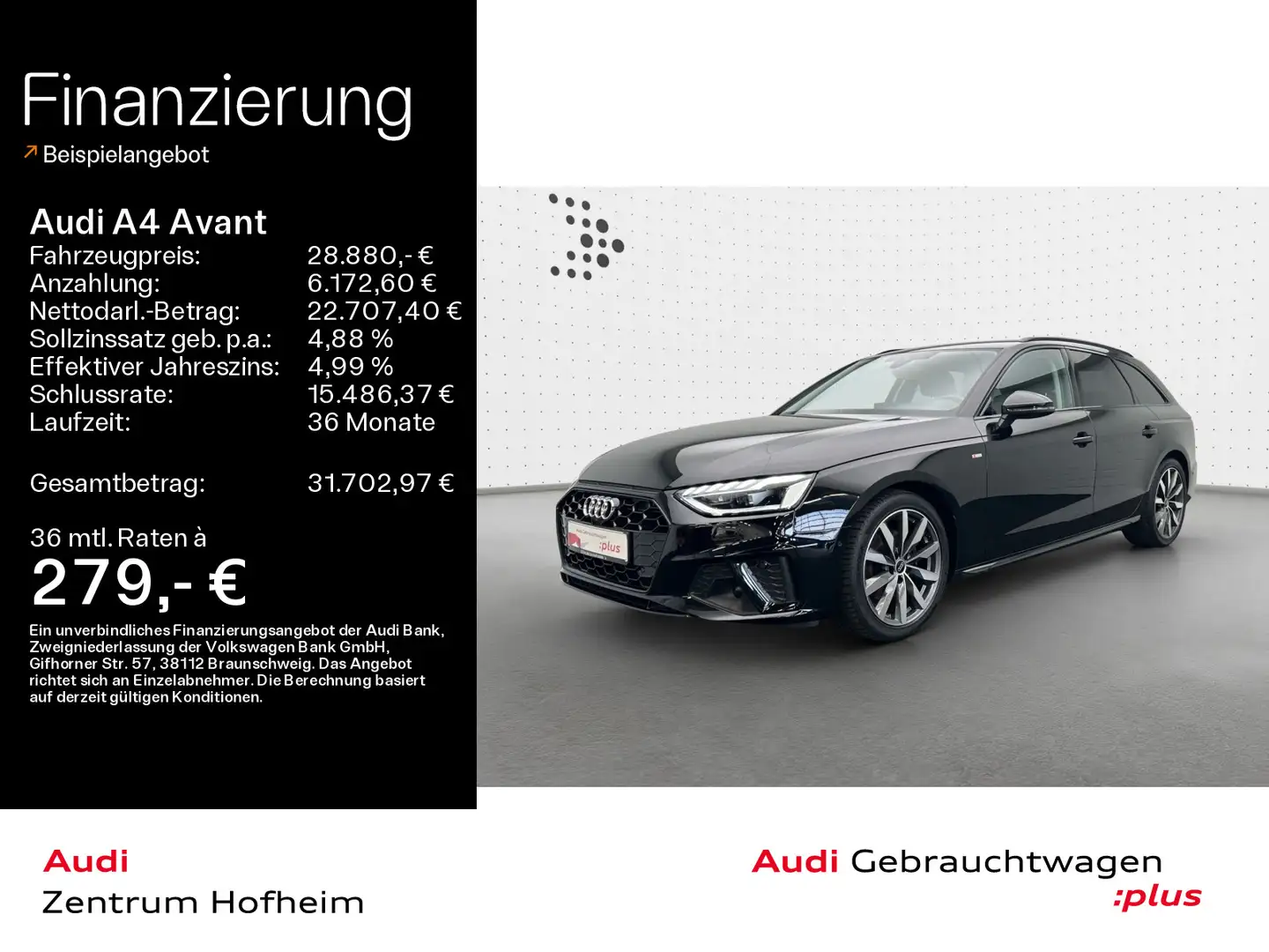 Audi A4 35 TDI S line S tro*Standh*Matrix*Navi+ Noir - 1