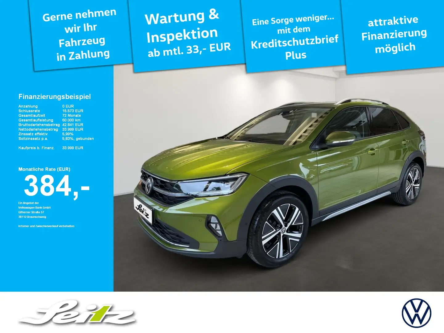 Volkswagen Taigo 1.0 TSI Style *APPCON*KAMERA*SITZH* Grün - 1