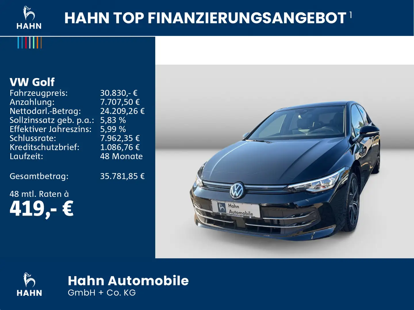 Volkswagen Golf VIII 1.5 eTSI DSG Edition 50 Matrix Navi CA Schwarz - 2