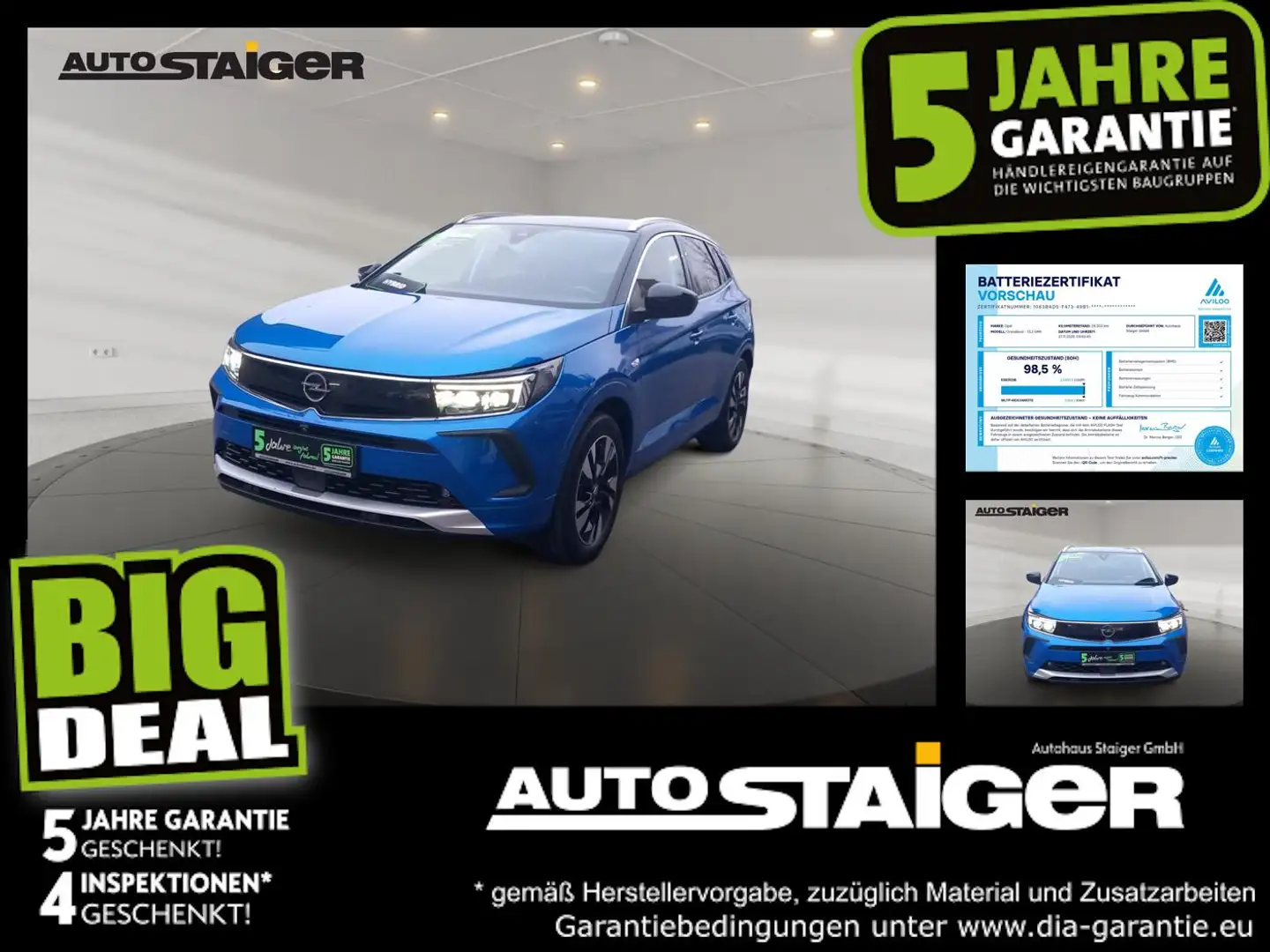 Opel Grandland 1.6 Turbo Ultimate Leder, PDC, SHZ, LED Blau - 1