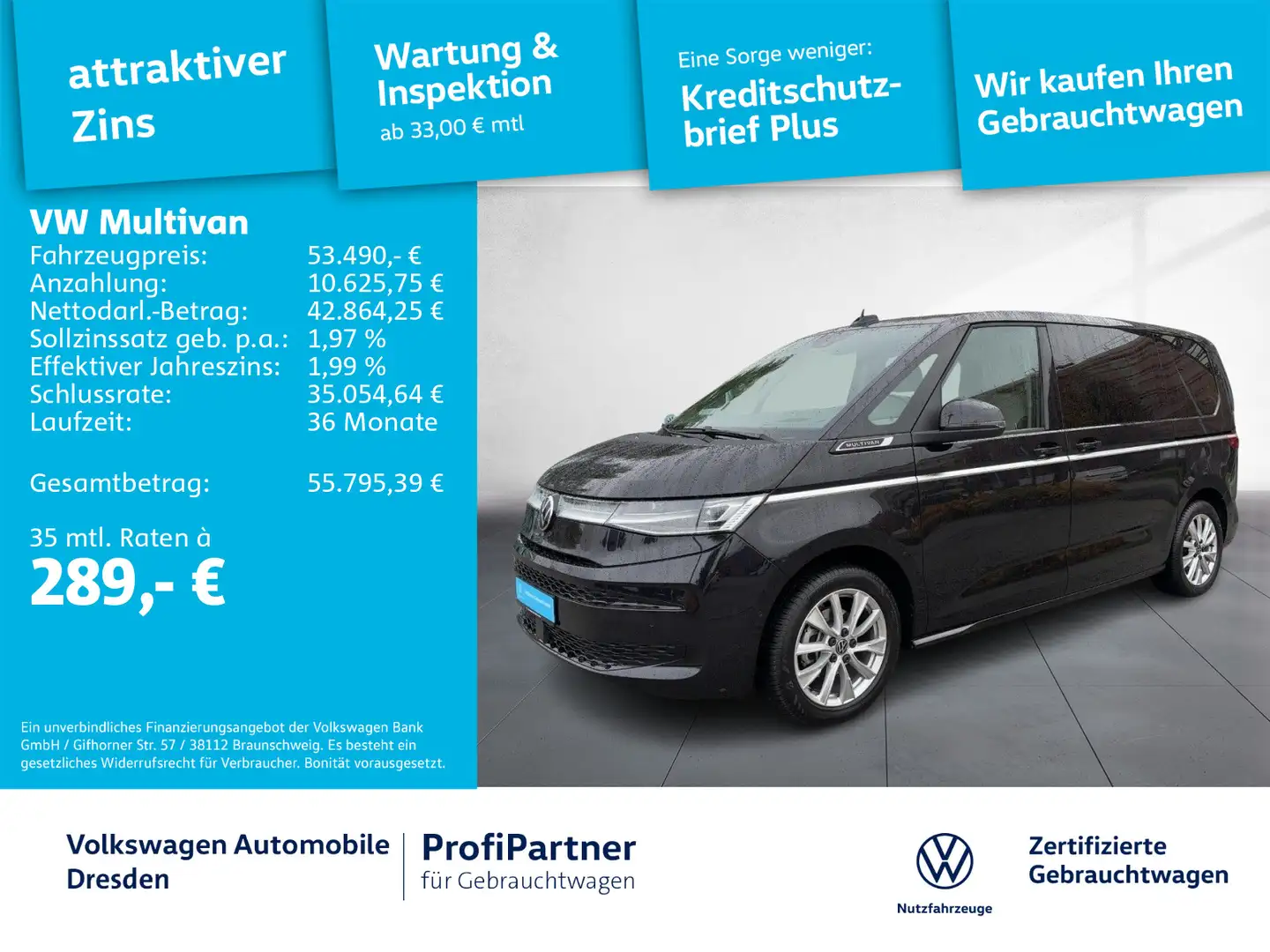 Volkswagen T7 Multivan T7 Multivan Style IQ-LED NAV AHZV ACC HEAD SIDE Schwarz - 1