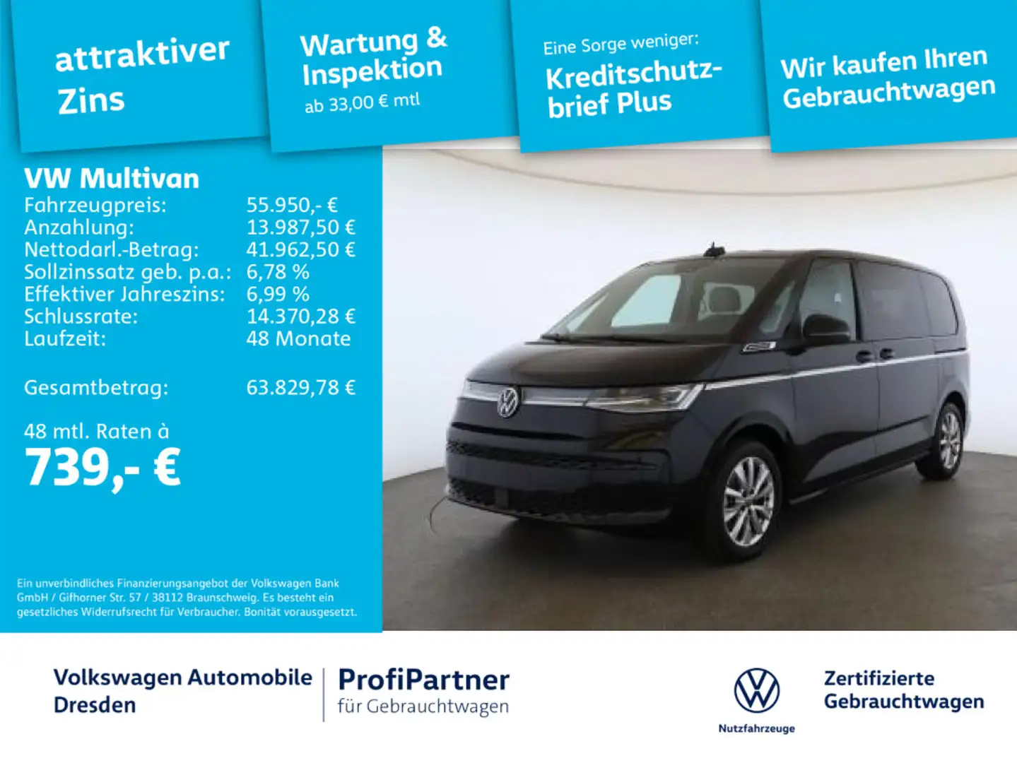 Volkswagen T7 Multivan T7 Multivan Style IQ-LED NAV AHZV ACC HEAD SIDE Schwarz - 1