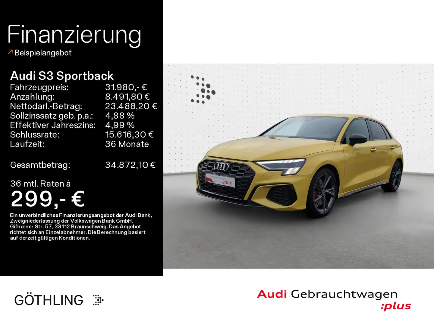 Audi S3 2.0 TFSI qu S tronic *Matrix*B&O*HU Jaune - 1