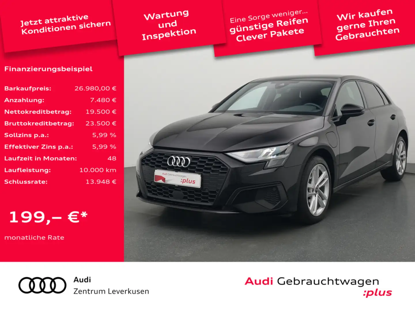 Audi A3 Sportback STRON ACC SHZ PDC NAVI VIRT APP Schwarz - 1