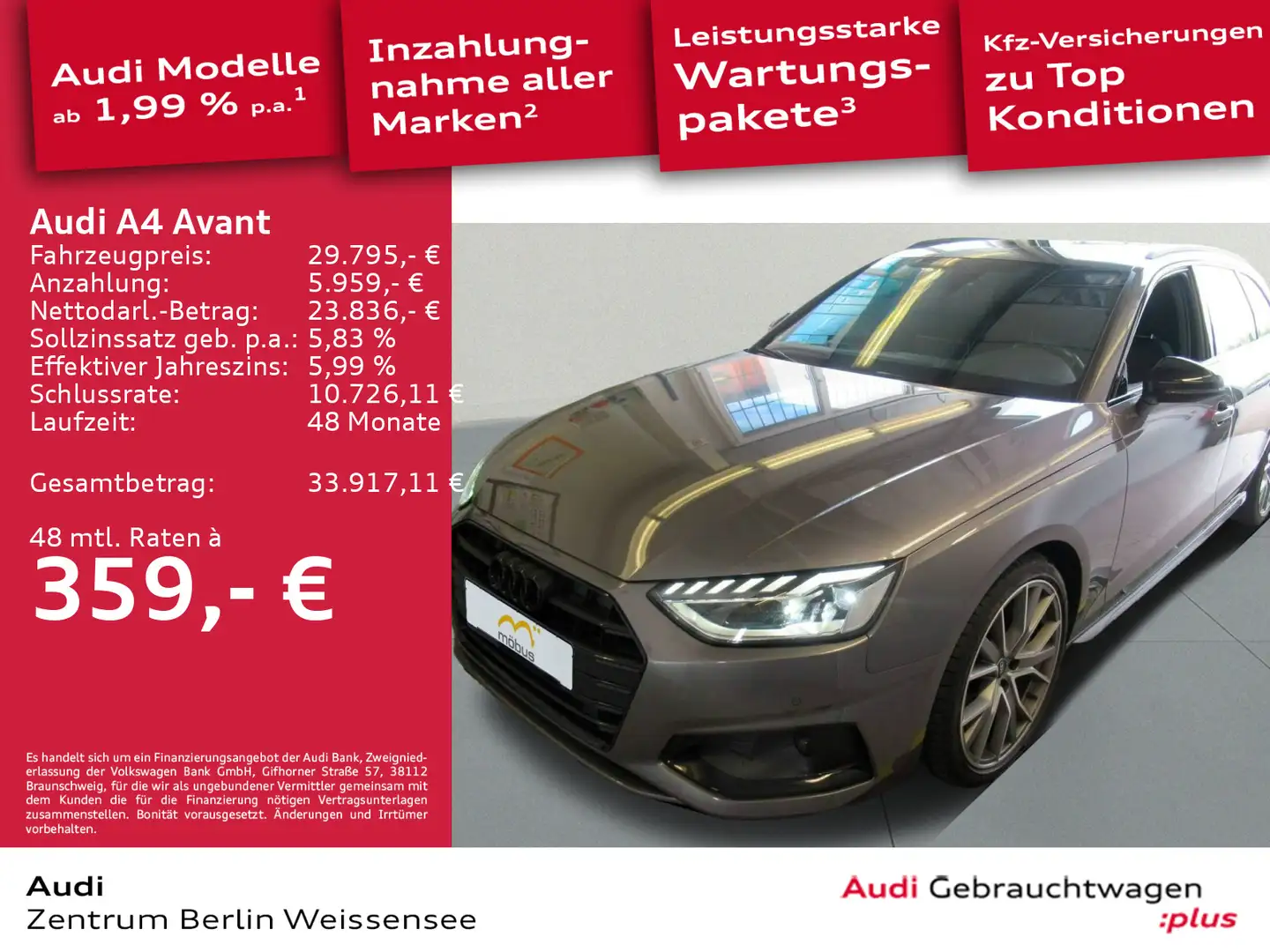 Audi A4 40 TFSI S-TRO*S-LINE*LED*PANO*RFK*AHK*S Grau - 1
