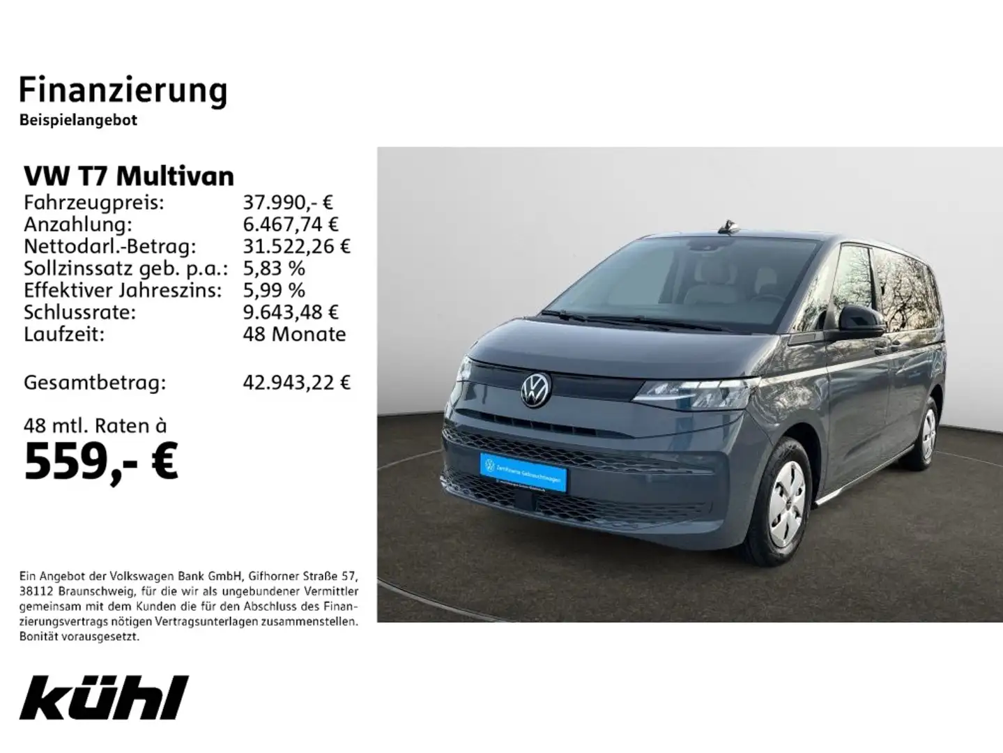 Volkswagen T7 Multivan 1.5 TSI DSG Navi,Standhz.,Multitisch Grau - 2