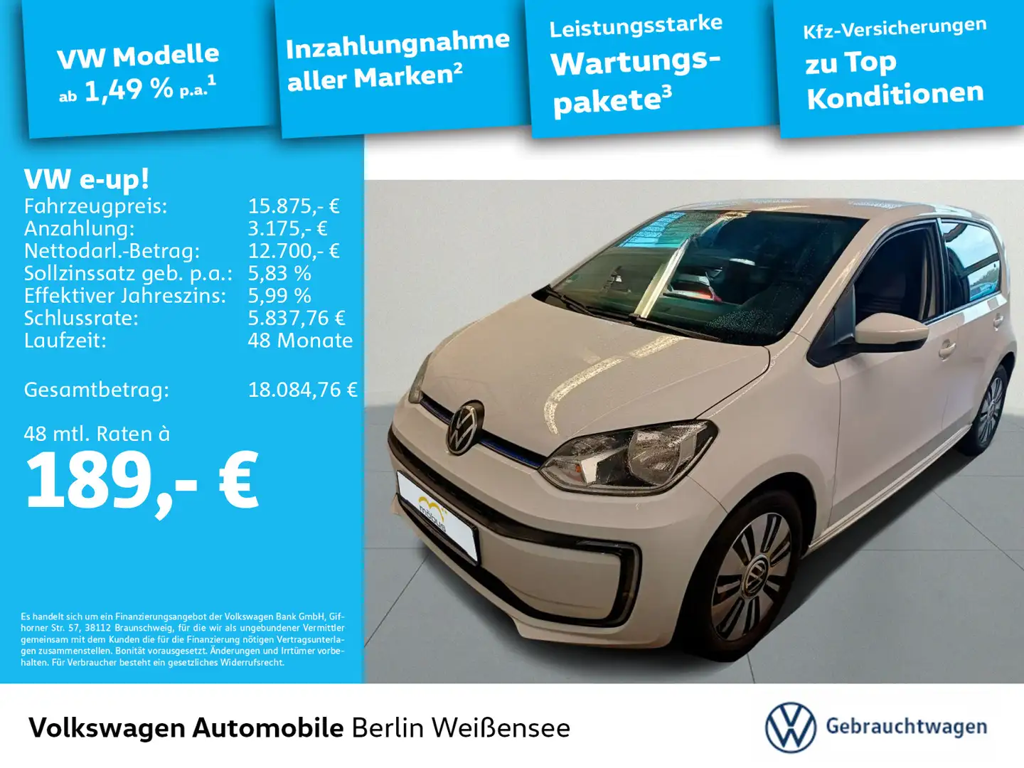 Volkswagen e-up! Style Plus*SHZ*KAMERA*MULTI*PDC*KLIMA* Weiß - 1