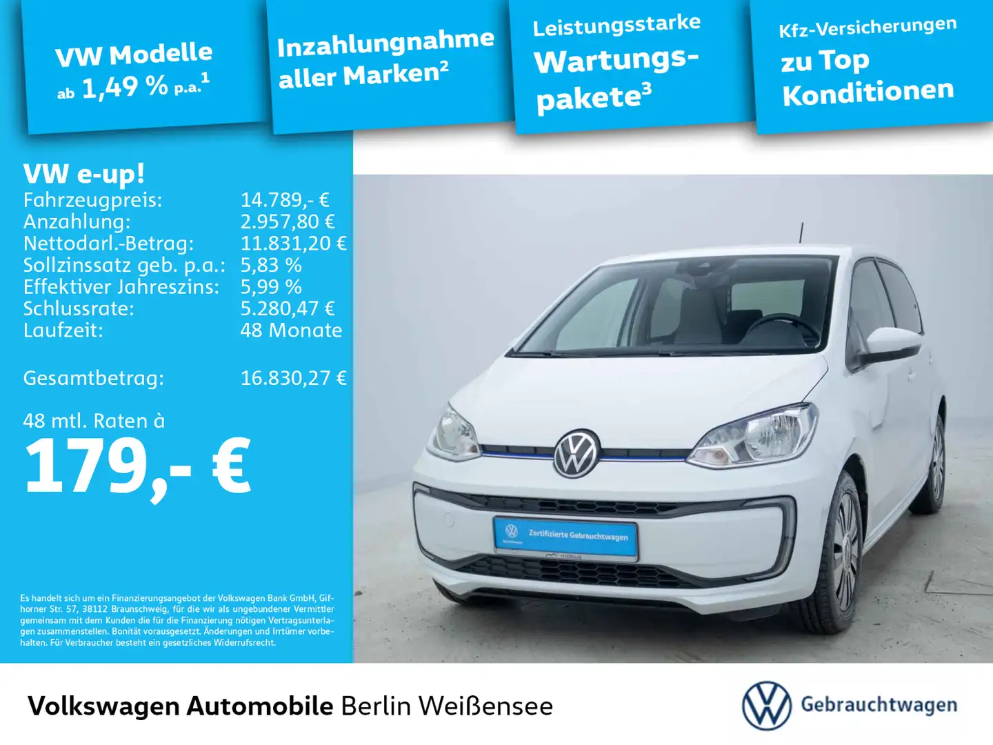 Volkswagen e-up! Style Plus*SHZ*KAMERA*MULTI*PDC*KLIMA* Weiß - 1