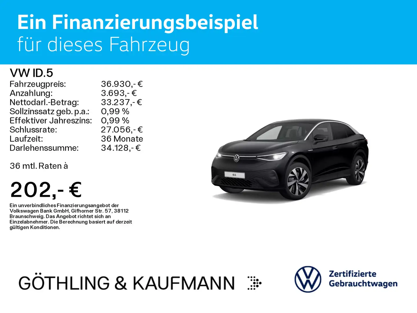 Volkswagen ID.5 Pro Performance*Wärmepumpe*AHK*KAM*IQ-Light Schwarz - 2