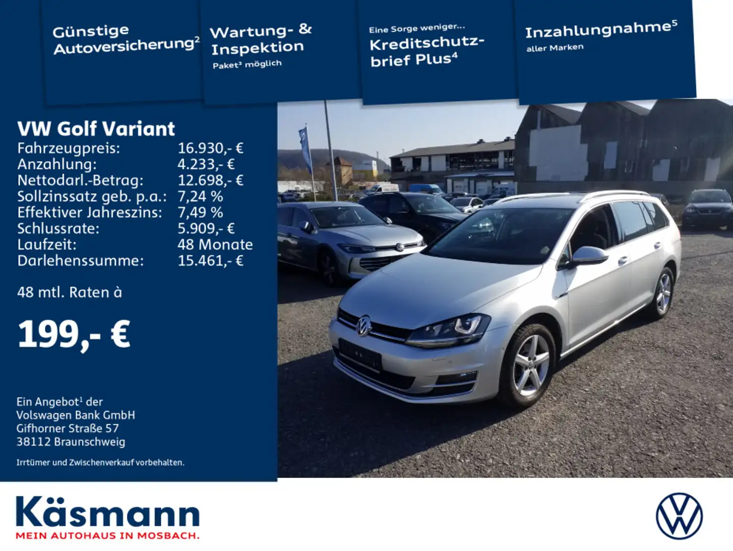 Volkswagen Golf Variant Golf VII Variant Lounge 1.4TSI AHK NAV XENON SHZ Argento - 1
