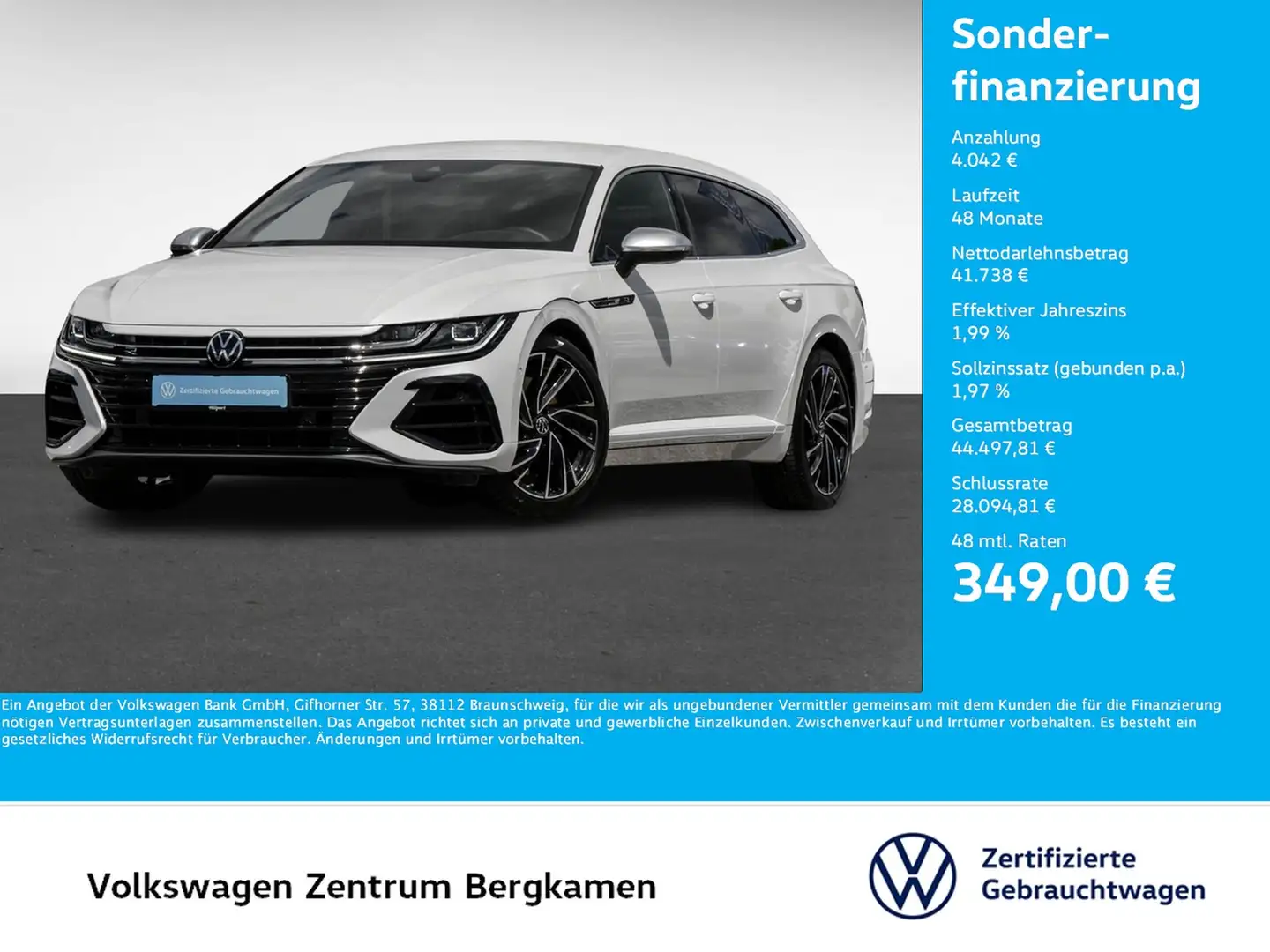 Volkswagen Arteon Shooting Brake 2.0 R 4X4 LEDER AHK LM19 Weiß - 1