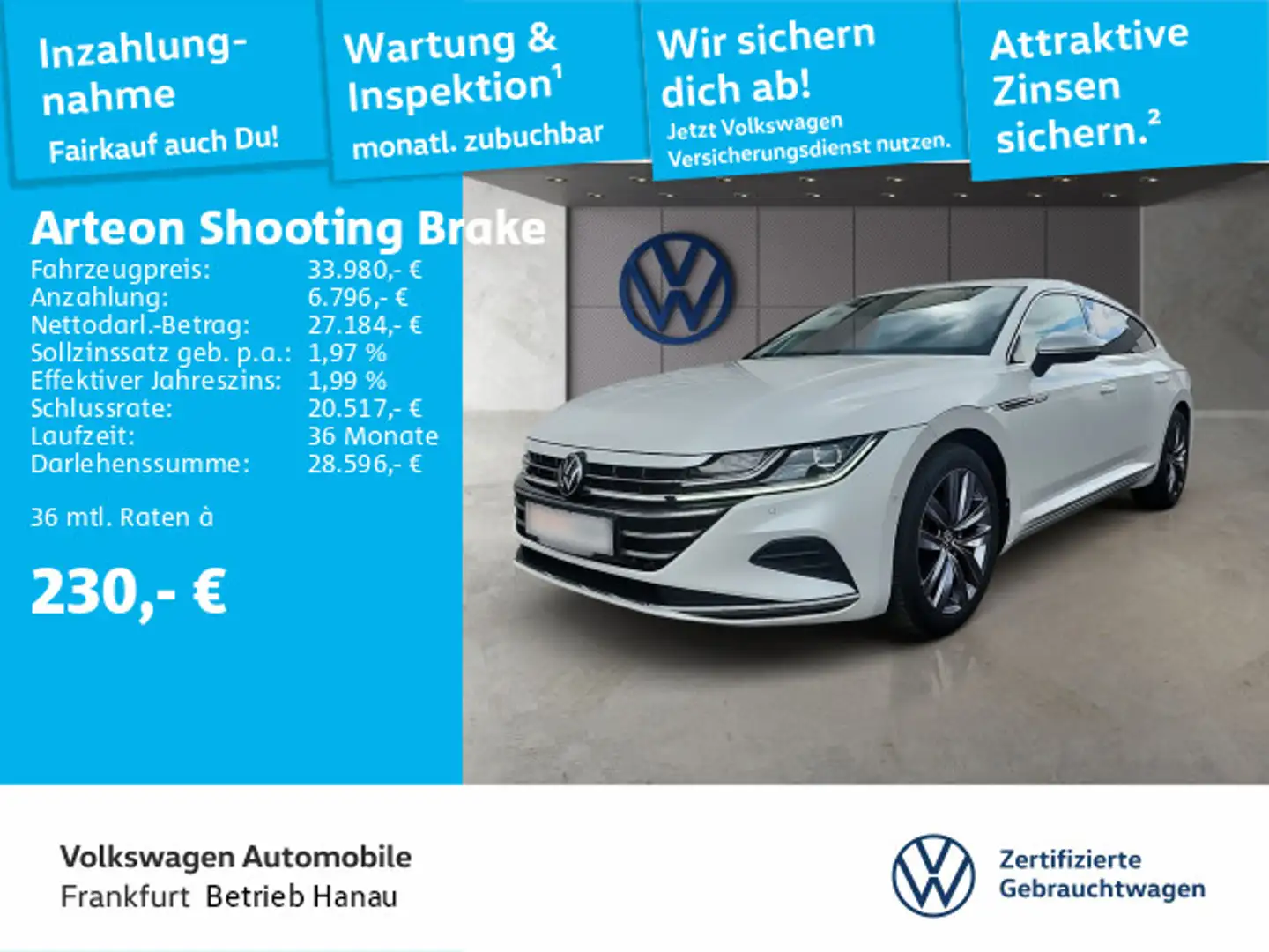 Volkswagen Arteon Elegance 2.0 TSI DSG Alu18 Weiß - 1