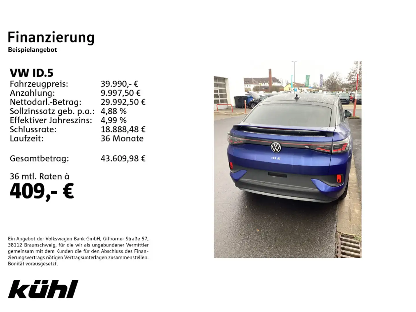 Volkswagen ID.5 210kW Pro Navi,AHK,Design Paket Blau - 2