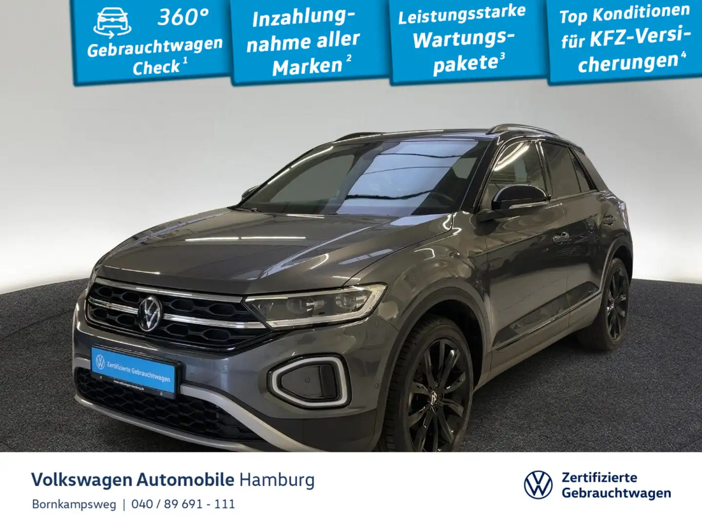 Volkswagen T-Roc 1.5 TSI Style DSG LED AHK Navi Standhzg Grau - 1