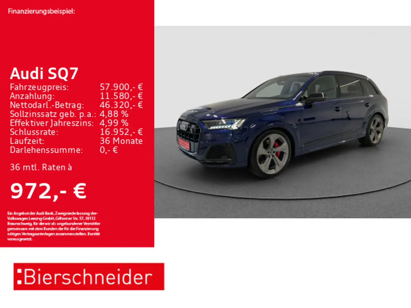 Audi SQ7 4.0 TDI AHK PANO STAND LASER HuD Blau - 1