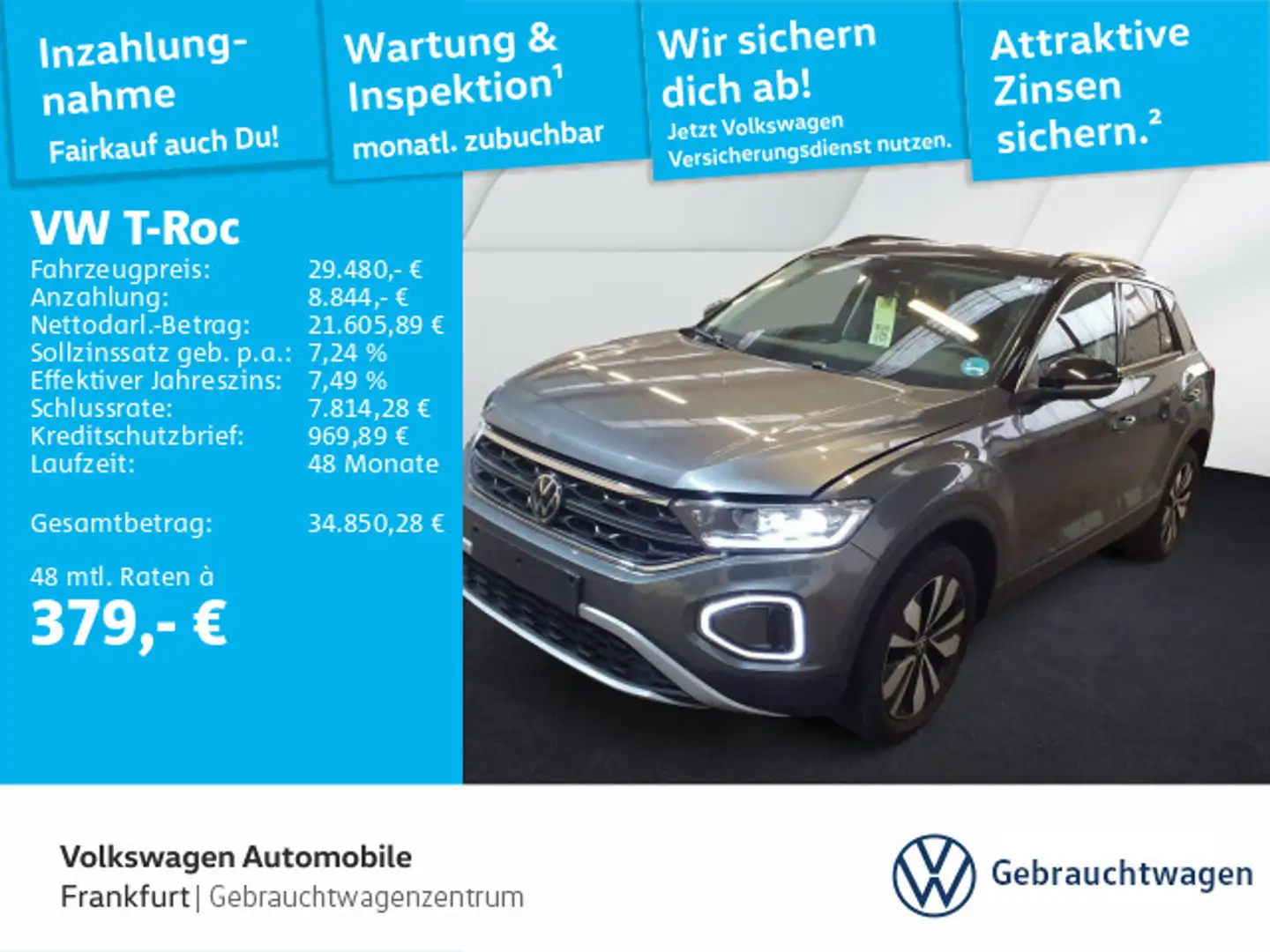 Volkswagen T-Roc 2.0 TDI DSG Life DAB+ LEDPlus Navi FrontAs Grau - 1
