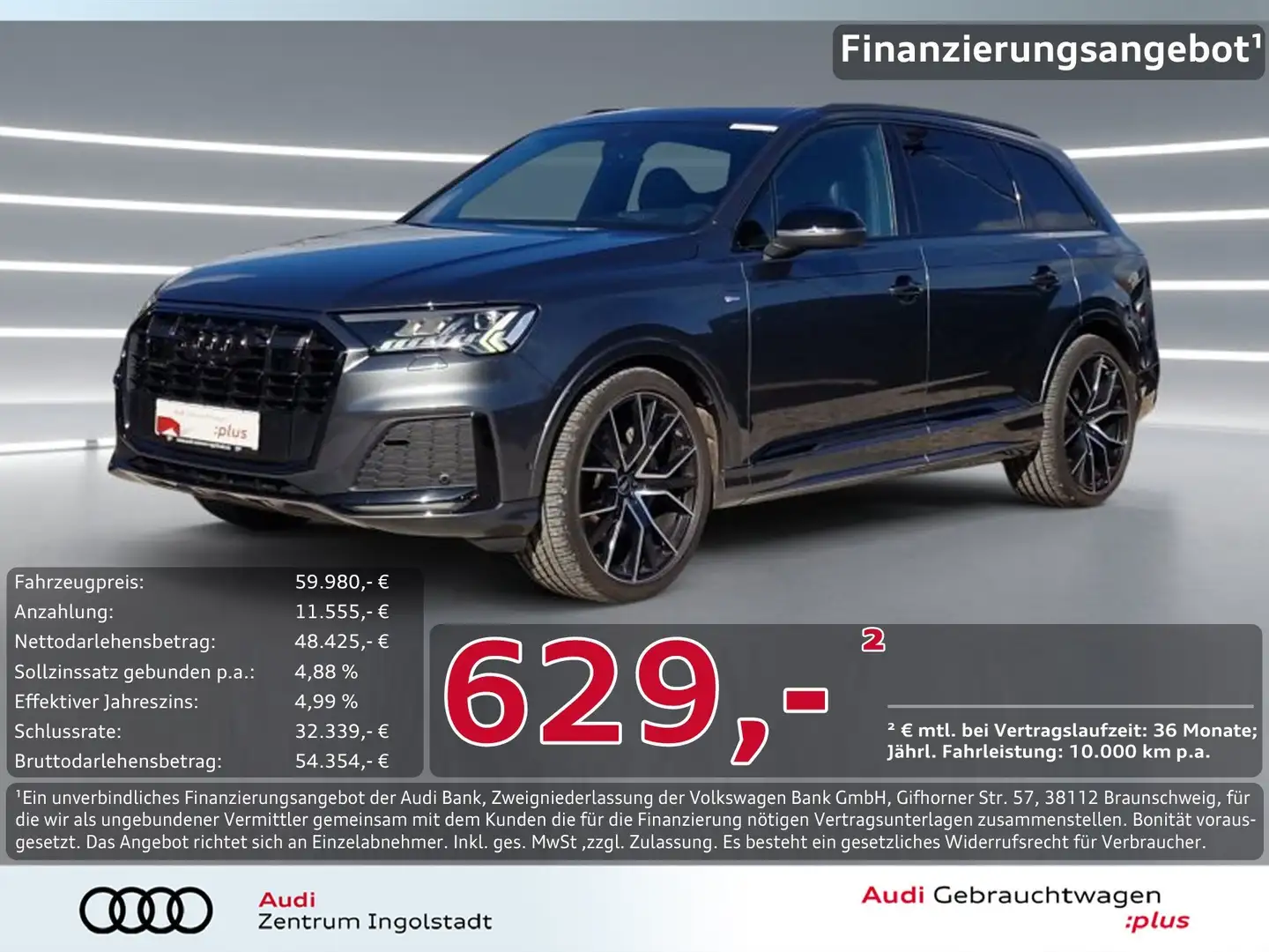 Audi Q7 50 TDI qu 3x S line MATRIX Pano STHZG AHK 22" Grau - 1