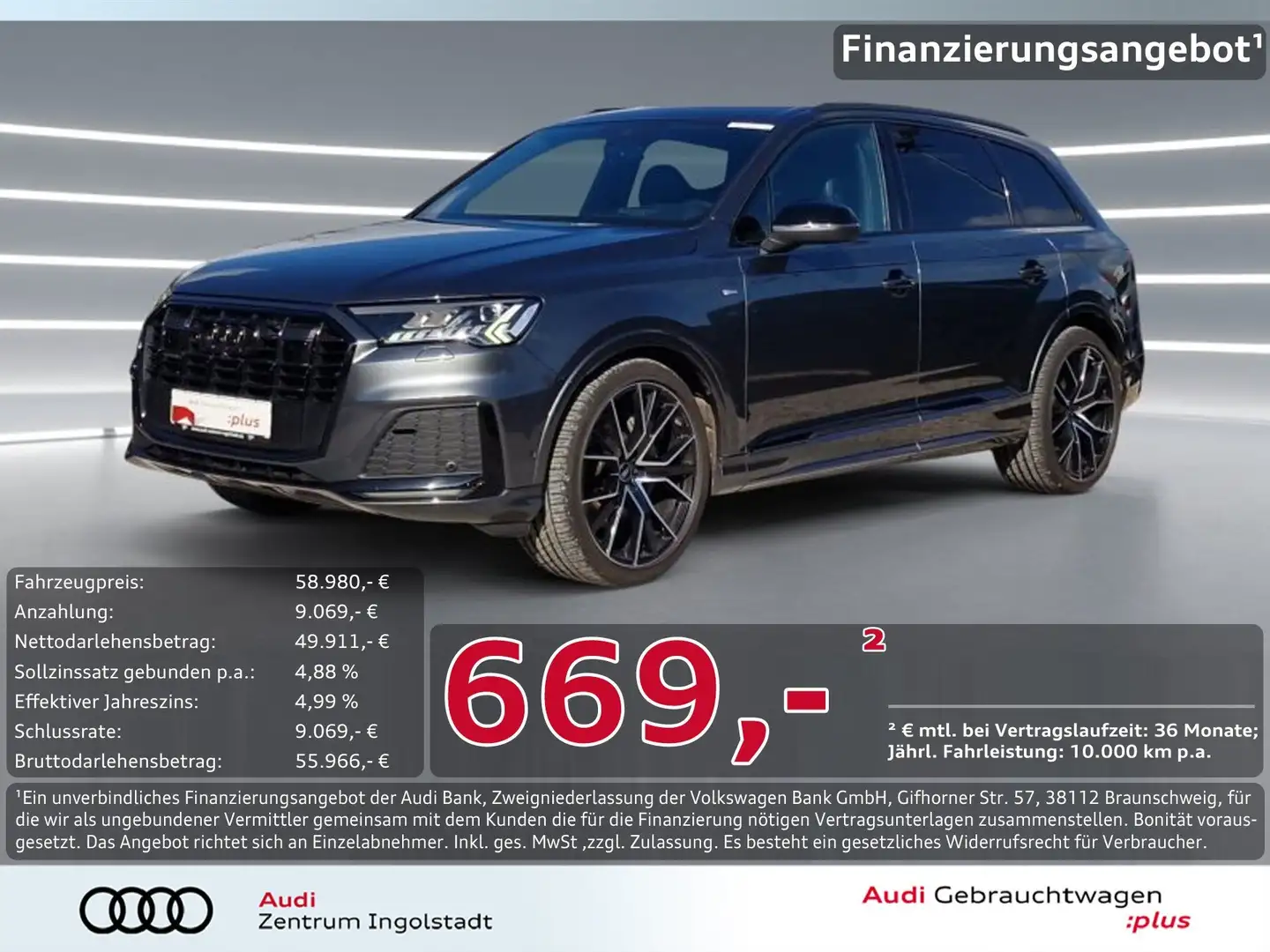 Audi Q7 50 TDI qu 3x S line MATRIX Pano STHZG AHK 22" Grau - 1